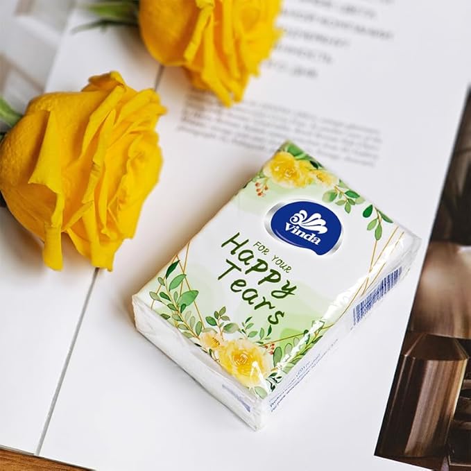 3-Ply Mini Pocket Tissues, Portable Series Facial Tissue Travel Size for Happy Tears Wedding Party (12 Packs of 10 Tissues)
