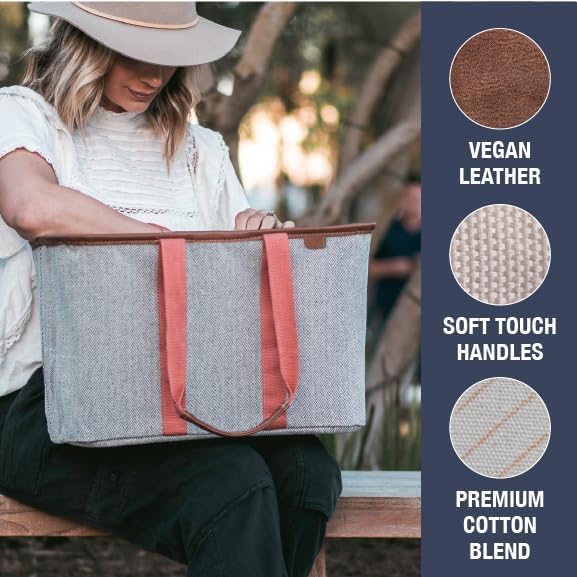 CleverMade EcoBasket Reusable Grocery Tote - Collapsible Storage Shopping Organizer - Heavy Duty Utility Bag Home