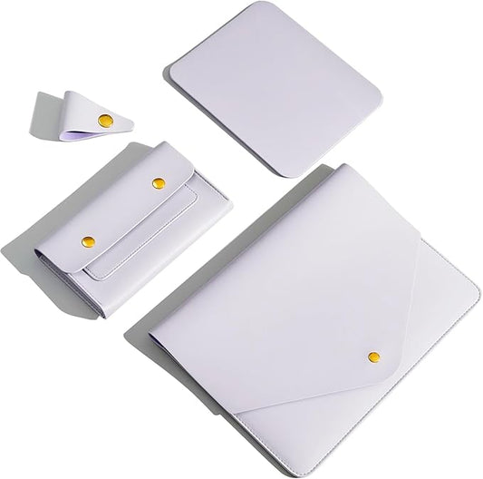 PU Leather Laptop Sleeve Compatible with New 14 inch MacBook Pro A2992 A2779 A2442,Old MacBook Pro Air 13, Surface Laptop 5th Gen 13.5, Thinkpad X1 Carbon 14 Set of 4PCS Color Light Purple