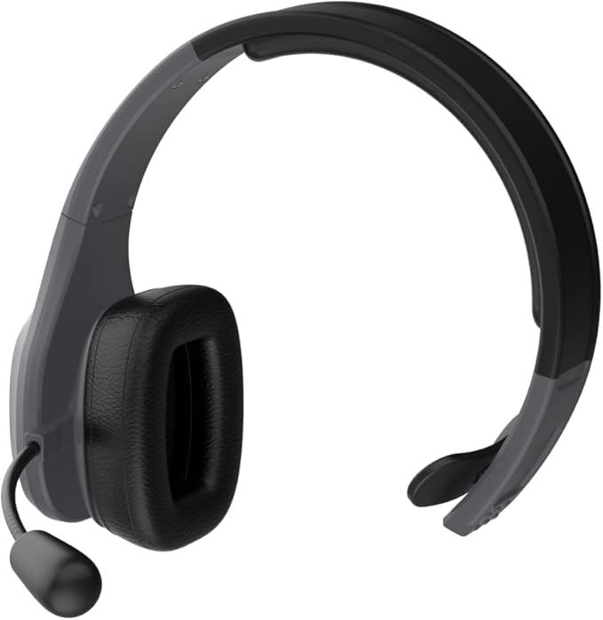 Blue Tiger Storm Gray - Premium Trucker Bluetooth Headset - Wireless Noise Canceling Mono Headset with Mic - High-Fidelity Sound, 30-Hour Talk Time, USB-C Charging - for Truck Drivers, Bluetooth 5.0