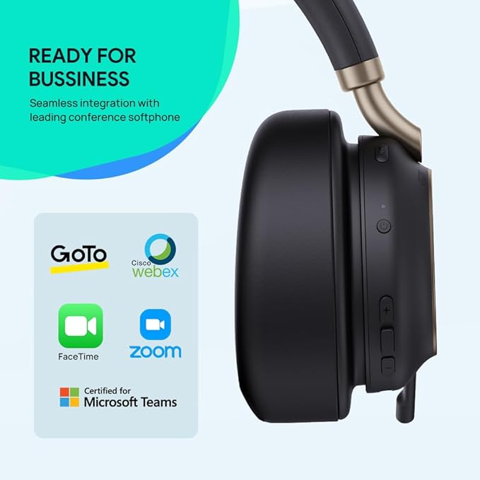 Yealink BH76 Plus UC Wireless Headset for Work, Bluetooth Headsets with Microphone Active Noise Cancelling, Retractable Mic Arm, ANC Business Headsets for Teams Zoom Meeting Call, Switchable Earpads