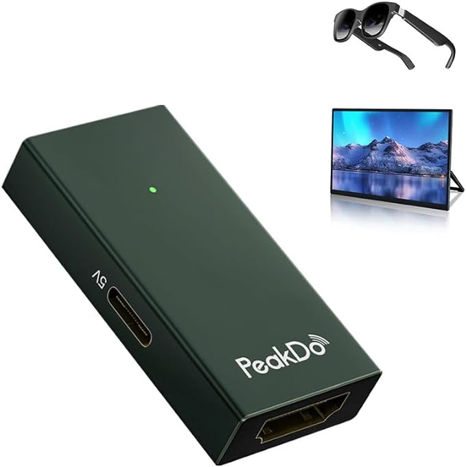 PeakDo HDMI to USB C Adapter 4K@60Hz,HDMI to Type C Adapter for XREAL One/Air 2 Pro/Air 2,Viture Pro/One,RayNeo Air 2s,Rokid AR Glasses,Portable Monitor from PS5/4,Xbox,Switch,Laptop,PC,Dark Green