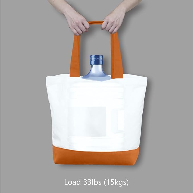 TOPDesign 1-Pack Super Strong Large 12oz Cotton Canvas Tote Bag, Reusable Grocery Shopping Cloth Bag, Fashionable Two-Tone Tote for Crafts, DIY Your Creative Designs