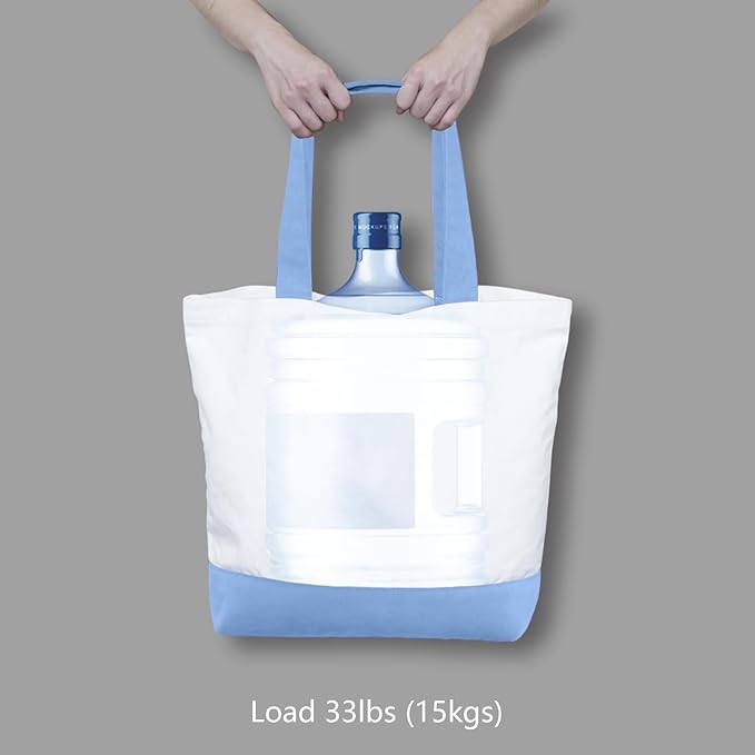 TOPDesign 3-Pack Super Strong Large 12oz Cotton Canvas Tote Bags, Reusable Grocery Shopping Cloth Bags, Fashionable Two-Tone Totes for Crafts, DIY Your Creative Designs