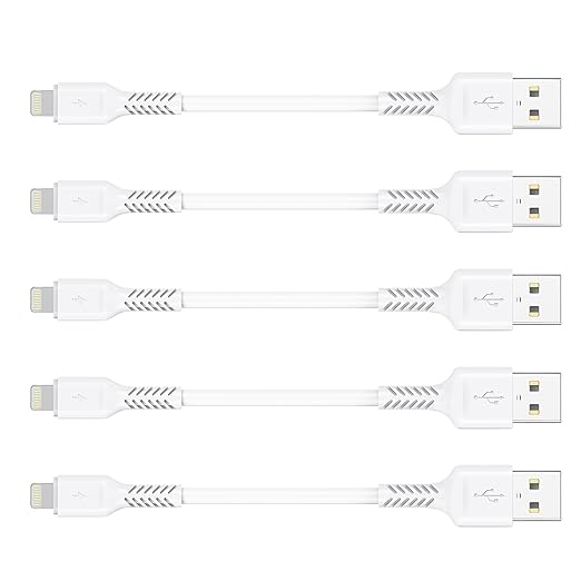4 inches iPhone Charger Cord Short, 5Pack Small USB A to Lightning Cable Fast Charging Compatible with Apple iPhone 13 12 11 Pro Max Xs X 8 Plus SE2, iPad Air/Mini, Portable Charger