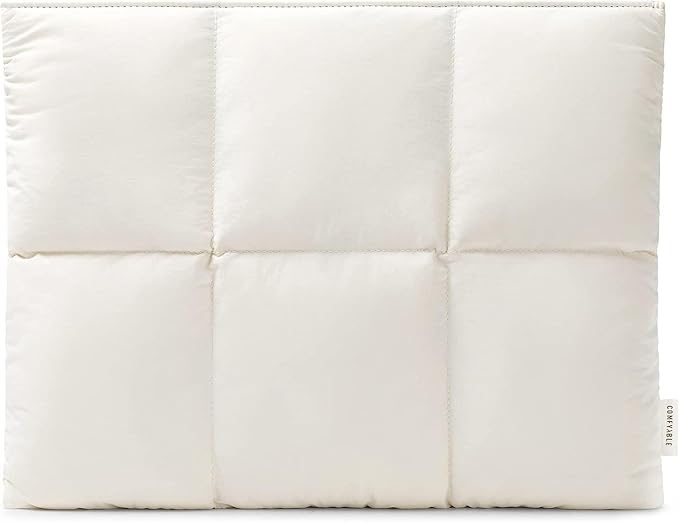 Comfyable Puffy Laptop Sleeve 13 Inch 14 Inch, Quilted Puffer Laptop Carrying Case, Pillow Case Compatible with MacBook Air M4 2025 M3 M2 M1, MacBook Pro M4 Pro/Max, Rice