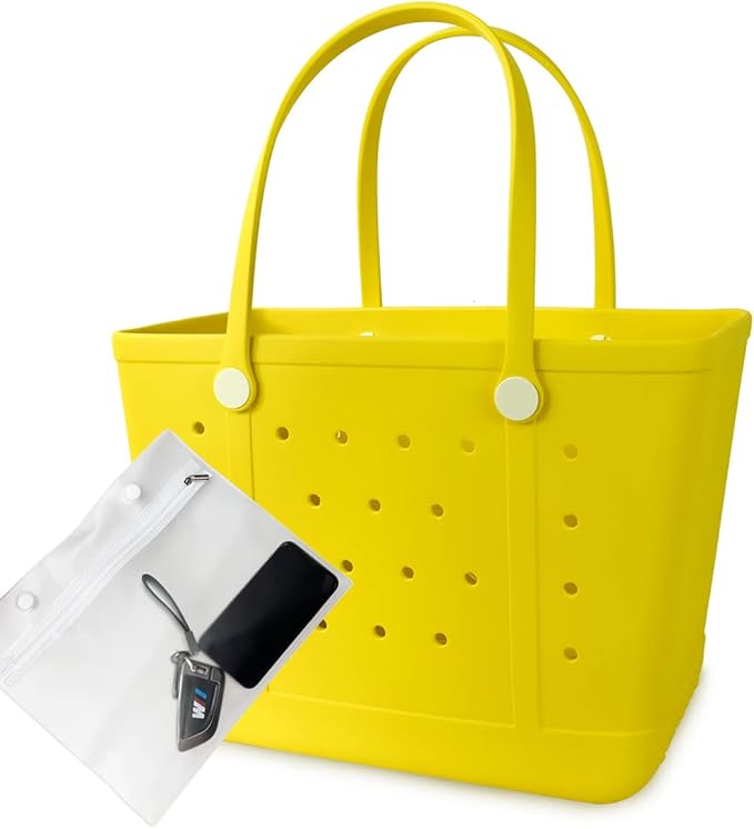 Beach Bag X Large Rubber Tote Bag, Waterproof Washable Open for Women Croc Bag Hand Bag for Beach Pool Yoga