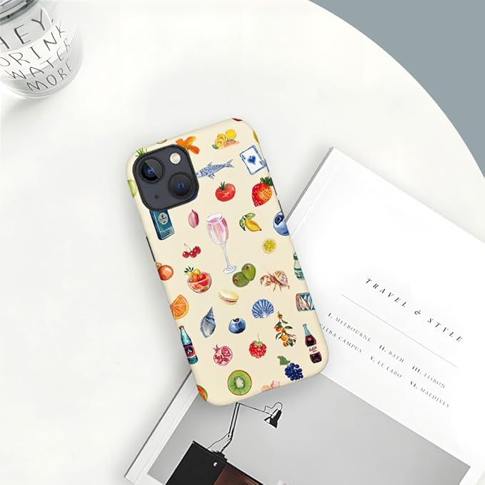 DAIZAG Case Compatible with iPhone 14,Fit Shockproof Cover for Women Girls,Fruit Flower Seashell Aesthetic
