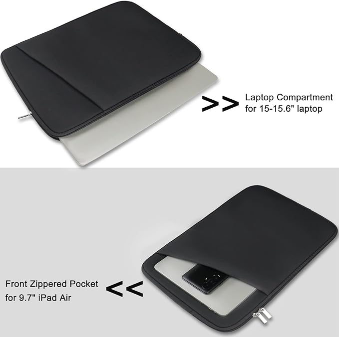 15.6 inch Laptop Sleeve, Durable Briefcase Cover Shockproof Protective Sleeve, Handbags Portable Laptop Bag for 15.6 inch HP Dell Asus Lenovo Notebook Computer Case with Front Pocket, Grey