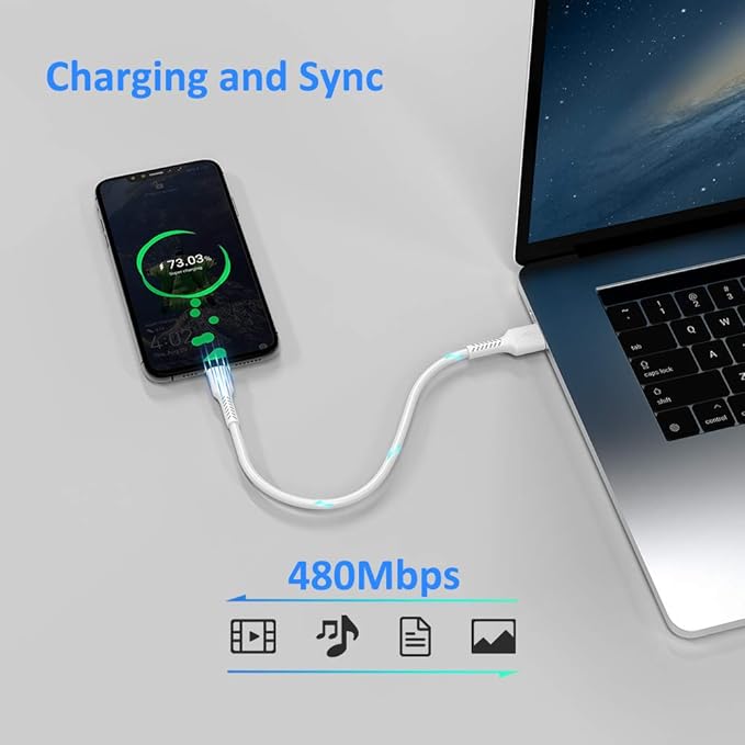 4 Inch USB C Cord Short 5 Pack Durable USB A to USB Type C Cable Fast Charging for Charging Station Compatible with Samsung Galaxy Note 10 20 S10 S20 A20 Plus LG (White)