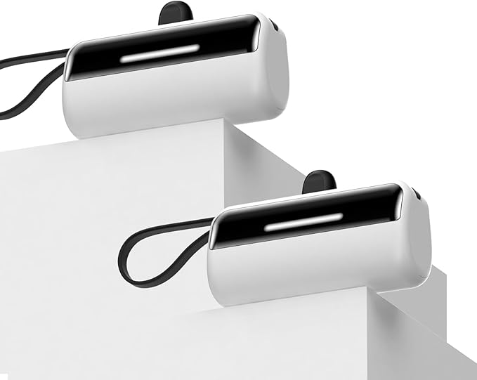 [2-Pack] Portable Charger Power Bank for iPhone,5500mAh USB C Battery Pack Travel Essentials Phone Charger Built in Cable & Foldable Stand,22.5W Fast Charging for iPhone 16/15/14,Samsung,Android