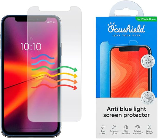 Ocushield Anti Blue Light Tempered Glass Screen Protector for iPhone 12 Mini 5.4" - Protect Your Eyes, Reduce Migraines & Improve Sleep
