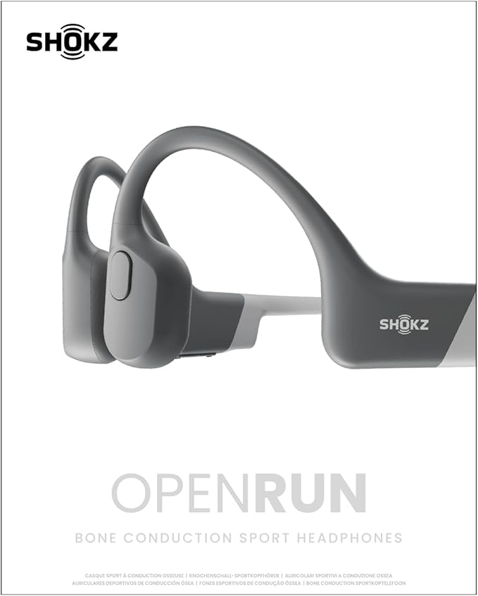 SHOKZ OpenRun (AfterShokz Aeropex) - Open-Ear Bluetooth Bone Conduction Sport Headphones - Sweat Resistant Wireless Earphones for Workouts and Running - Built-in Mic, with Headband