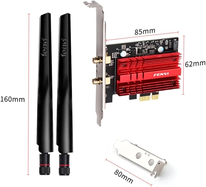 WiFi 6E AX210 PCI-E WiFi Network Card BT5.3 160MHz Tri-Band Expands WiFi into 6GHz/5GHz/2.4GHz 5400Mbps Gigabit AX210ngw Desktop PC PCIe Wireless Adapter WiFi 6E 802.11ac ax MU-MIMO for Windows 11/10