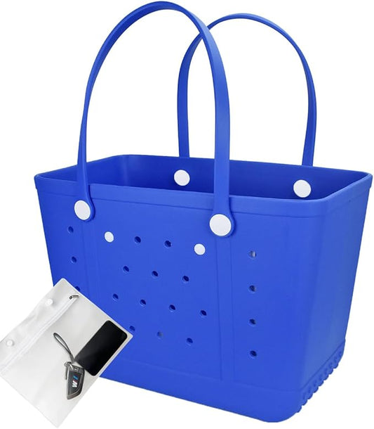 Extra Large Rubber Tote Bag Beach Bag, Washable Durable Open Beach Tote Bag, Travel Totes Bag for Pool Boat Sports