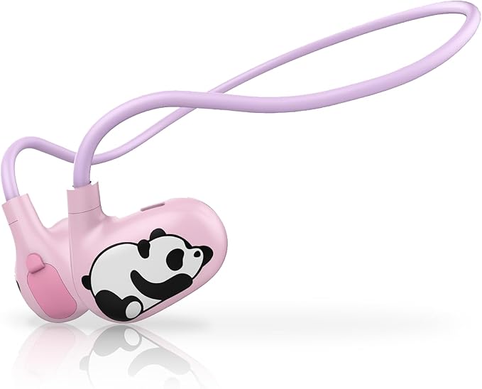 Kids Headphones Wireless, Safe 85db Volume Limit, Latest Bluetooth V5.4, Open Ear Headphones with Mic for School Tablet Car Trip Flight, Cute Panda Earphones for Boys and Girls