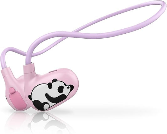 Kids Headphones Wireless, Safe 85db Volume Limit, Latest Bluetooth V5.4, Open Ear Headphones with Mic for School Tablet Car Trip Flight, Cute Panda Earphones for Boys and Girls