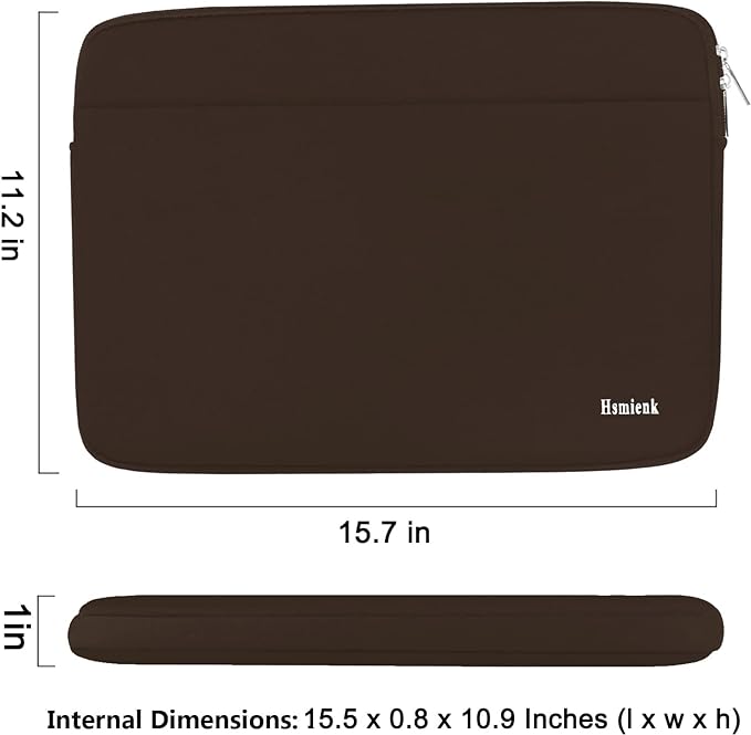 Laptop Sleeve Bag 15.6 inch, Shockproof Protective Notebook Case with Accessory Pocket, Briefcase Carrying Laptop Sleeve for 15.6" HP, ASUS, Dell, Lenovo, Acer -Coffee