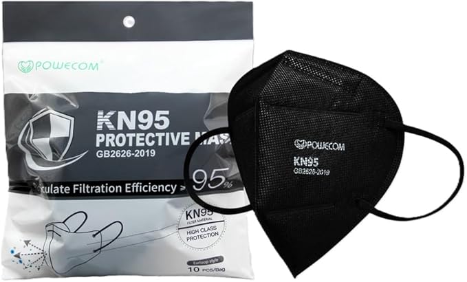 KN95 Respirator Face Masks (10 Pack) | Black | Earloop Style