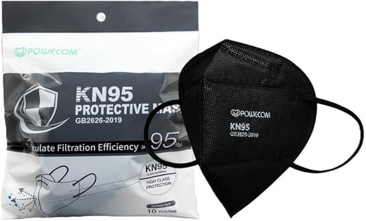 KN95 Respirator Face Masks (10 Pack) | Black | Earloop Style