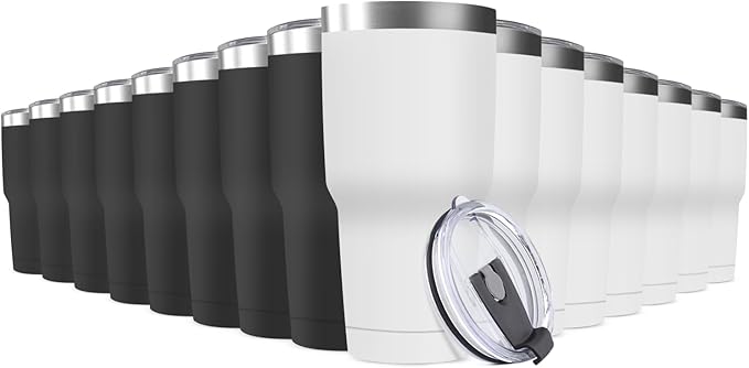 30oz Stainless Steel Travel Mug with Lid, 16 Pack Double Wall Vacuum Insulated Bulk Tumbler, Powder Coated Coffee Cup Suitable for Vehicle Cup Holders