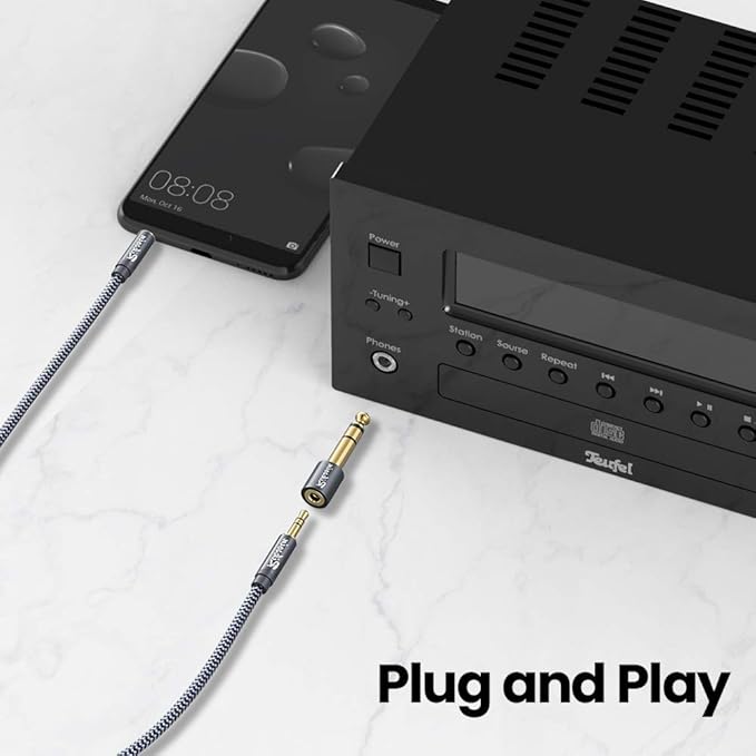 Headphone Adapter, 4-Pack 6.35mm (1/4 Inch) Male to 3.5mm (1/8 Inch) Female Stereo Audio Adapter [Gold Plated, Hi-Fi Sound] for Amp Adapter, Guitar, Digital Piano, Microphones, Speaker