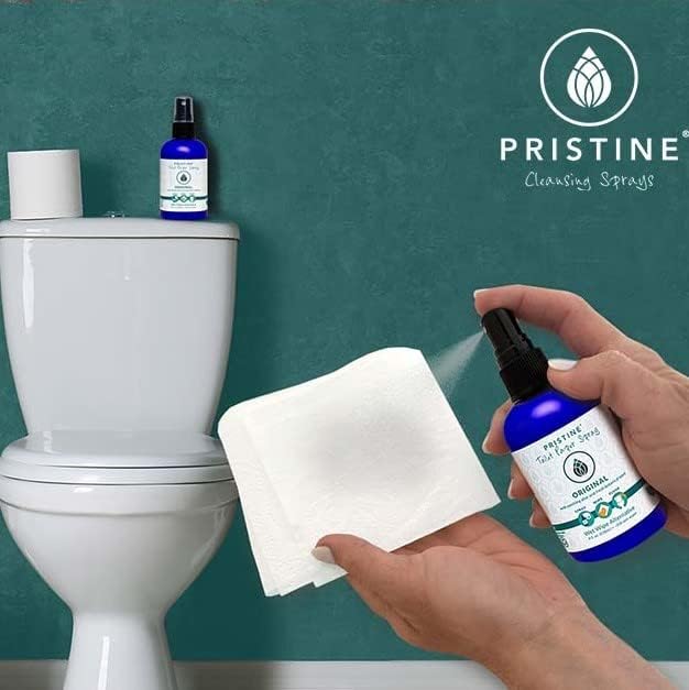 PRISTINE Toilet Paper Spray- As Seen on Shark Tank, More Natural Personal Cleansing Wipes & Flushable Wet Wipes Alternative, Spray Toilet Paper to Create Flushable Wipe, Coconut Amber, 32 fl oz Refill