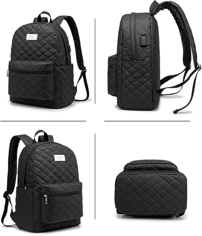 Kinmac Water Resistant Laptop Backpack with USB Charging Port for Laptop Up to 15.6 Inch (Embroider)