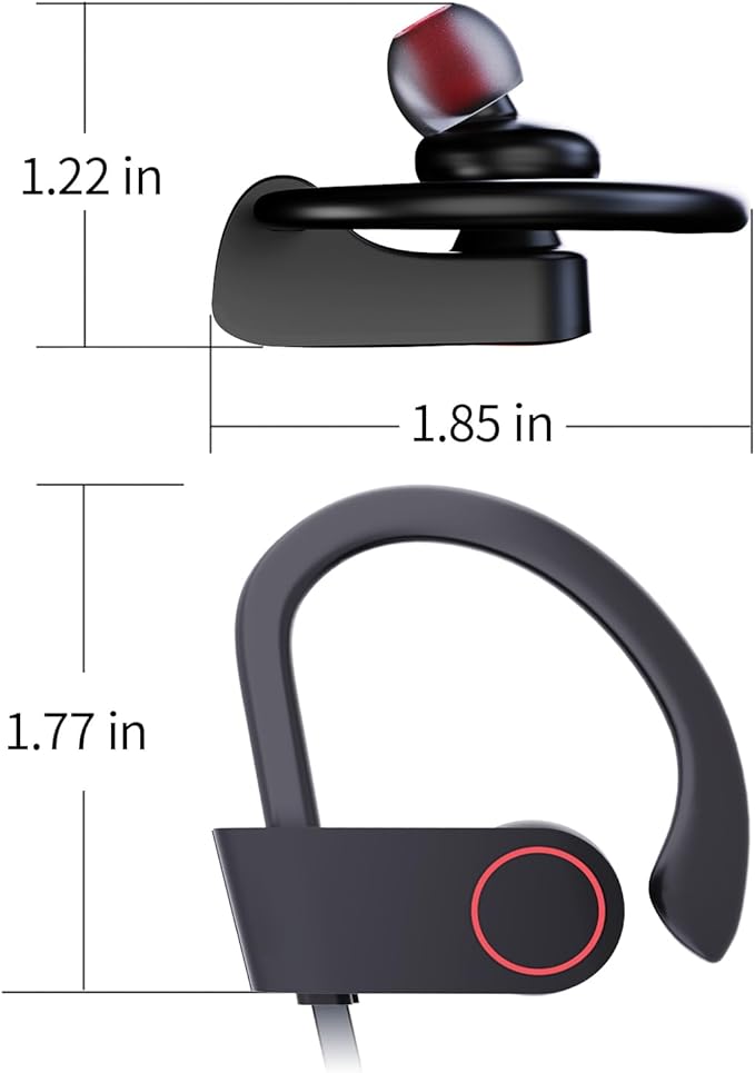 Boean Wireless Sport Headphones with IPX7 Waterproof Bluetooth V5.3, HD Bass+ Sound, 15H Playtime, Sound Isolation