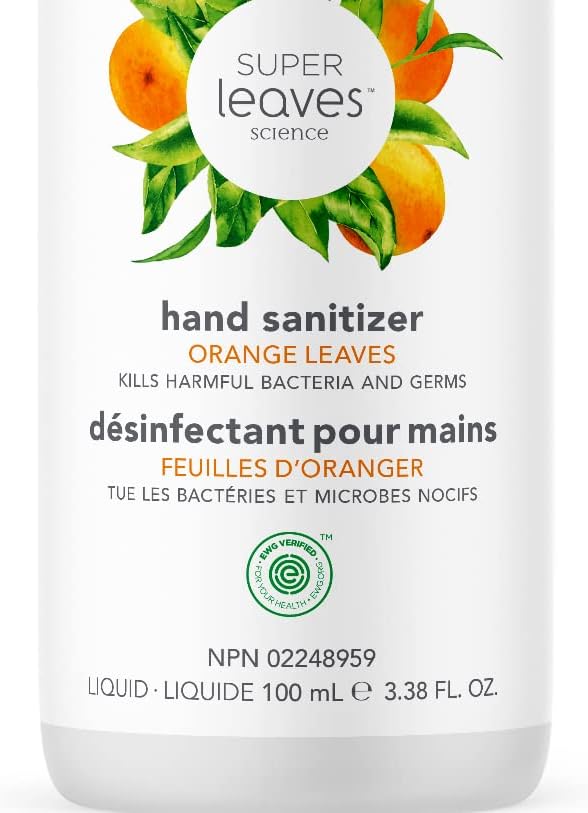 ATTITUDE Hand Sanitizer Spray, EWG Verified, Kills Germs & Bacteria, Vegan & Plant-Based, Safe for Adults & Kids, Orange Leaves Scent, 3.38 Fl Oz (Pack of 6) (Spray Bottle)