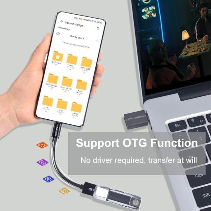 USB C to USB 3.2 Adapter [2pcs Black], Transfer up to 10Gbps, Type C to USB(Male-Female OTG Cable USBC to USB Adapter Compatible with MacBook Pro/Air, iPhone 15 Pro Max Plus