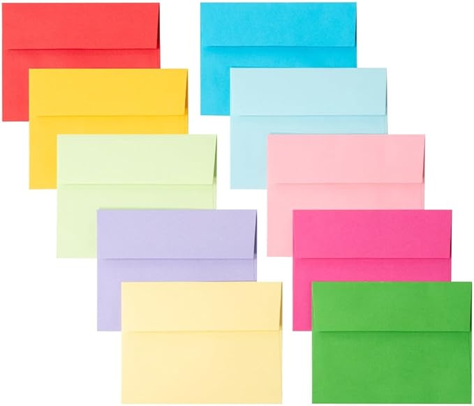 Keketer A2 Colorful Printable Envelopes 80 Pack Self - Seal, for 5x7 Cards, Weddings, Invitations, Baby Shower 4.375 x 5.75 Inches