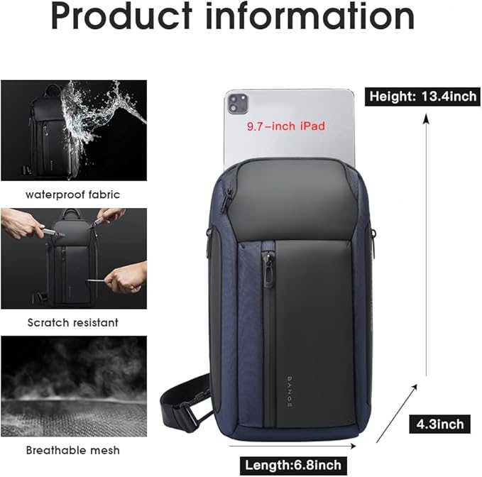 BANGE Sling Bag, Waterproof Men's Chest Bag Shoulder bags Crossbody Sling Backpack for Men……
