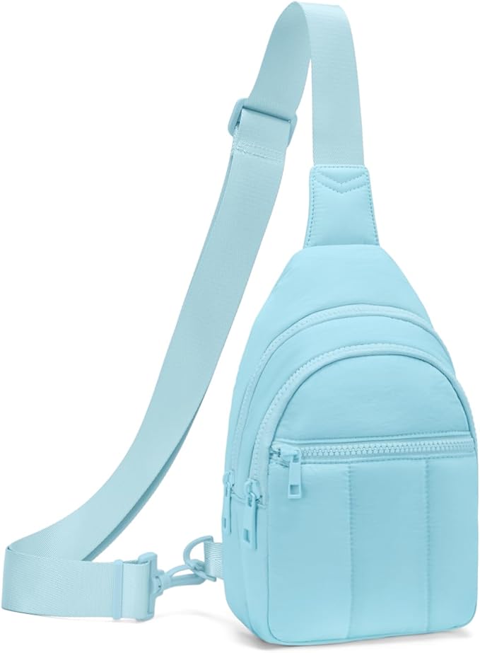 Quilted Puffer Crossbody Bags for Women Small Puffy Sling Bag Lightweight Cross Body Bubble Purse Shoulder Bag for Travel (Icing Blue)