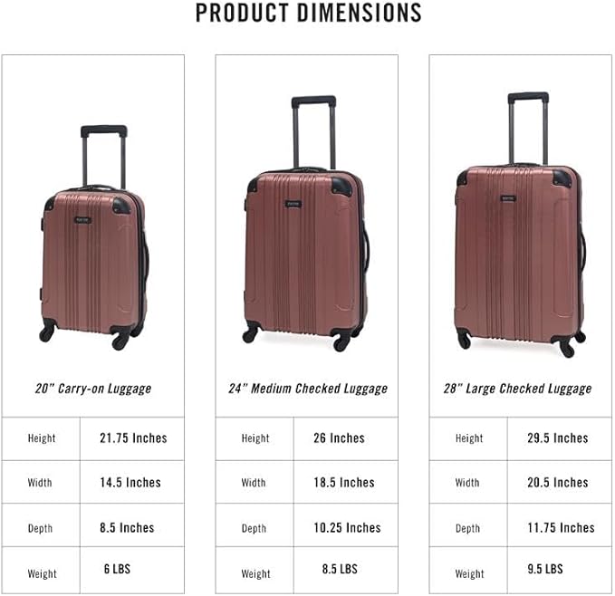 Kenneth Cole REACTION Out of Bounds Lightweight Hardshell 4-Wheel Spinner Luggage, Rose Gold, 24-Inch Checked