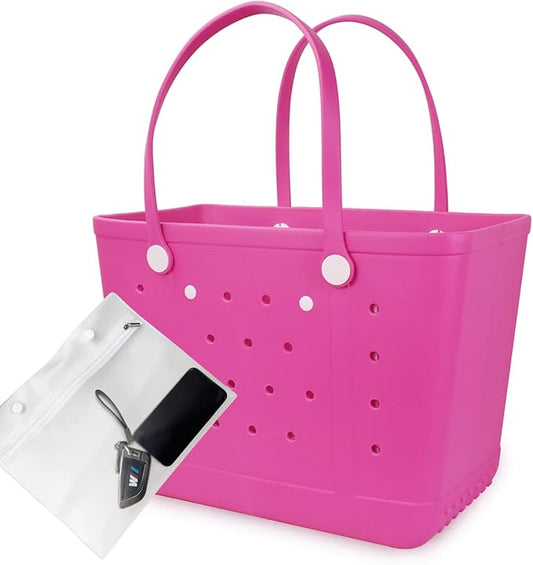 Beach Bag X Large Rubber Tote Bag, Waterproof Washable Open for Women Croc Bag Hand Bag for Beach Pool Yoga