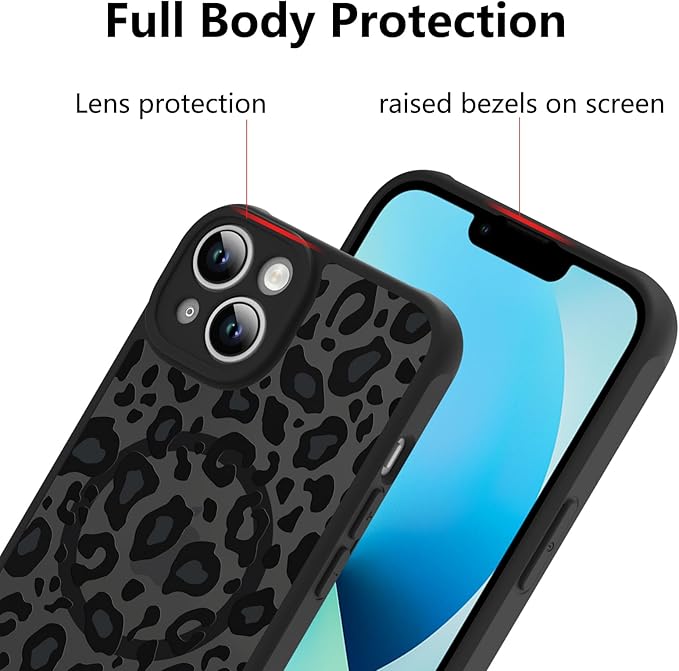 KANGHAR Case for iPhone 13 Phone Case [Compatible with Magsafe] Leopard Printed Pattern Cute Cheetah Protective Magnetic Case for Girls Women Men 6.1"