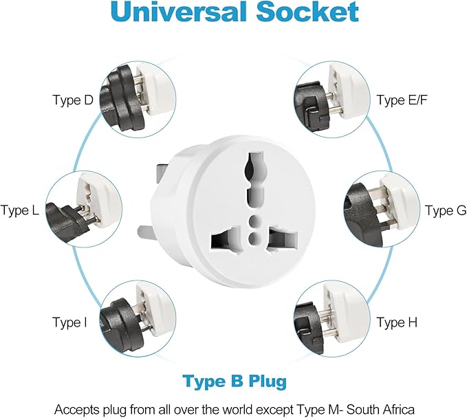 UK to US Plug Adapter, Type B International Power Adaptor Compatible with Plugs from Europe, India and Other Countries 3-Packs
