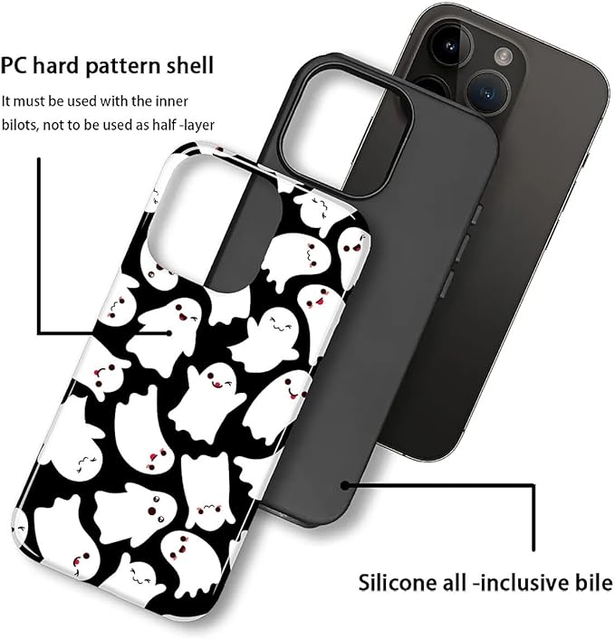 Case for iPhone 11 Pro Case,Halloween Ghosts Bats Design - Hybrid Dual Protection Silicone + Hard PC Shockproof Full Body Cover Slim Anti-Scratch Protective Case for Men Women