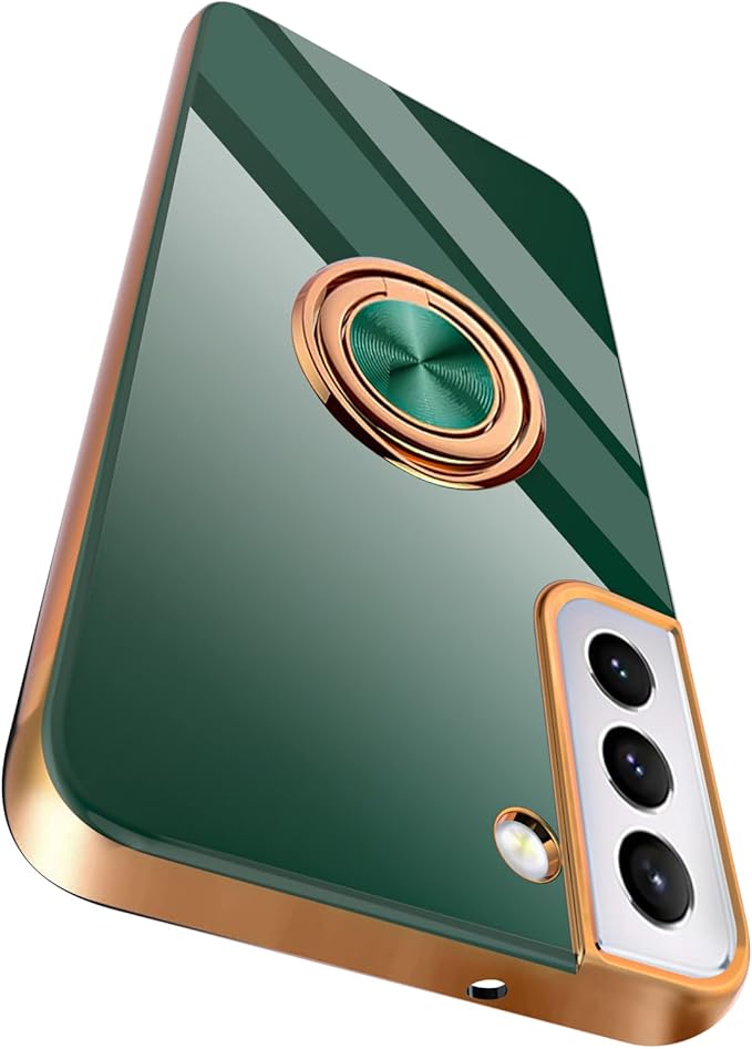 Tnarru Compatible for Samsung Galaxy S22 Case with Ring Holder Kickstand [with Magnetic] Soft TPU Shockproof Electroplated Protective Phone Case for Galaxy S22 5G Green