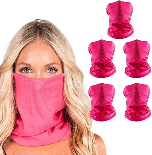 S A Company 5-Pack UV Face Shield | UV 30+ Multipurpose Neck Gaiter Balaclava for Adults