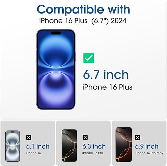 amFilm Auto-Alignment OneTouch for iPhone 16 Plus [6.7''] privacy Screen Protector,Tempered Glass, 30 seconds Installation, Bubble Free, Case Friendly, Anti-Scratch [2Pack]