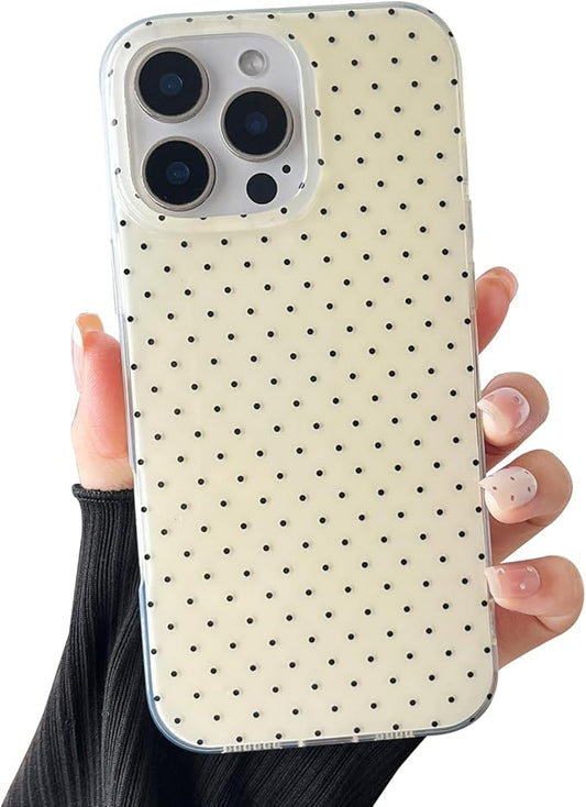 Compatible with iPhone 12 Pro Max Case, Fashion Cute Aesthetic Polka Dot Phone Case for Women, Shockproof Slim Soft TPU and Hard PC Protective Phone Cover for iPhone 12 Pro Max 6.7", Yellow