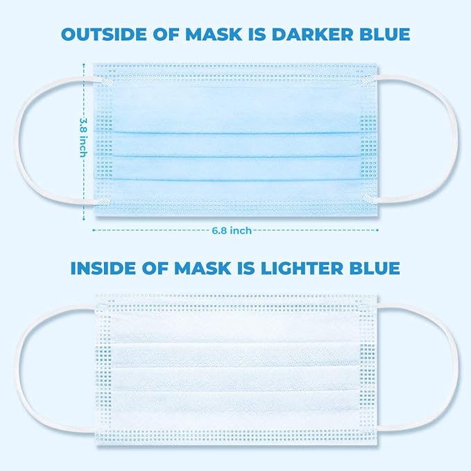 50 Pcs Disposable 3 Ply Safety Face Mask for Protection - with Nanofiber Lining Elastic Earloops, Lightweight Breathable Protective Anti-Dust Facial Masks Health School Office