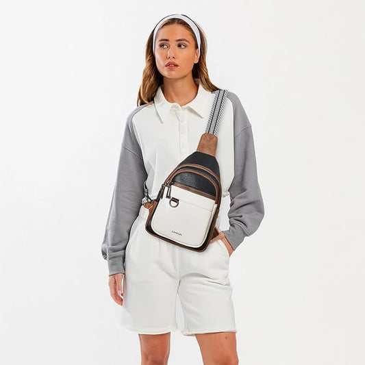 7L Sling Bag for Women Men Vegan Leather Crossbody Bags Fanny Pack Purse Backpack Over Shoulder Bag Travel Anti Theft