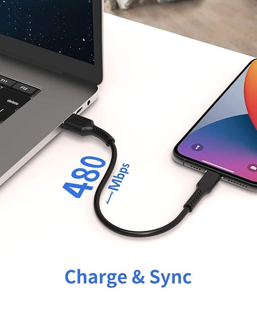 6 inch iPhone Charge Cable Short, 0.5ft 5Pack USB to Lightning Cord for Fast Charging Stations Compatible with Apple iPhone 12 11 Pro Max Xs 8 7 6 5 Plus, iPad Air/Mini