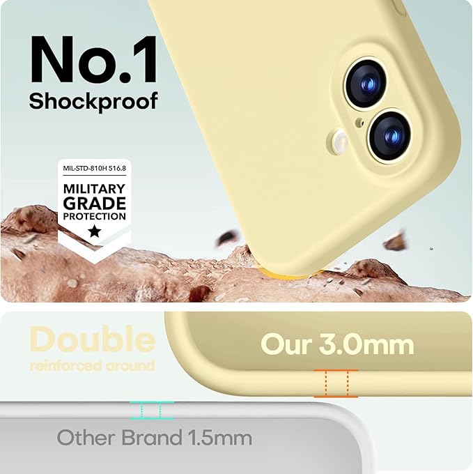 LOVE 3000 Designed for iPhone 17 Case, Premium Silicone [Compatible with Magsafe][Soft Anti-Scratch Microfiber Lining] Shockproof Protective Phone Case for Men Women 6.3", Creamy Yellow
