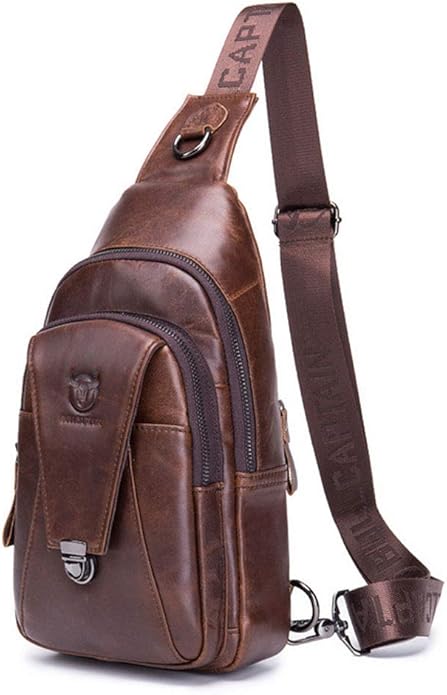 KPYWZER Vintage Leather Sling Bag Backpack for Men Crossbody Shoulder Chest Day Pack Backpacks
