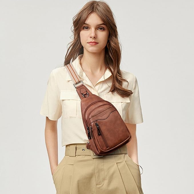 Womens Sling Bag Crossbody Bags for Women Vegan Leather Sling Backpack Daypack Fanny Pack Crossbody Purse Travel