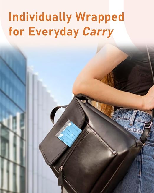 Face Masks Disposable 100 Pack, 4 Ply ASTM Level 3 Medical Grade, Breathable for Adult Outdoor Protection, Individually Wrapped for Home, School & Office, Emerald Ocean